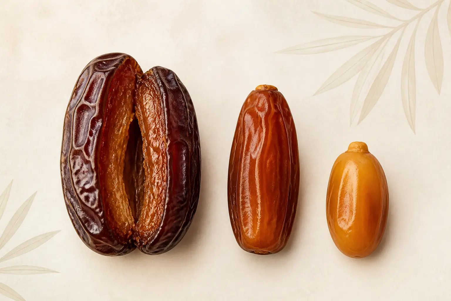 Les dattes font elles grossir ? Comparaison visuelle de dattes Medjool, Deglet Nour et fraîches